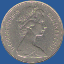 10 пенсов Англии 1968 года