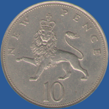 10 пенсов Англии 1968 года