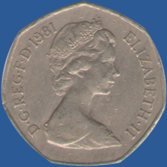 50 пенсов Англии 1981 года