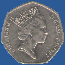 50 пенсов Англии 1997 года